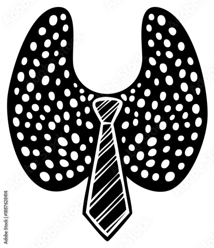 Thyroid Gland with Tie Graphic: Black and White Illustration for Medical or Business Concepts