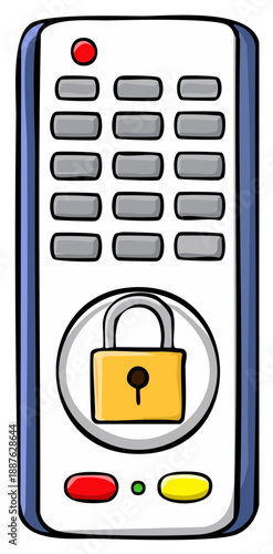 Cartoon Remote Control With Lock Symbol for Safety Features or Parental Controls