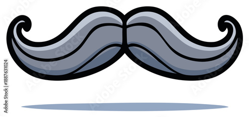 Grey handlebar mustache with curled ends vector icon illustration