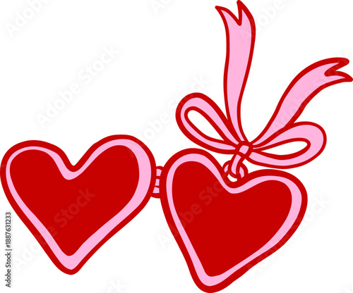 Valentine Heart Locket With A Bow Illustration