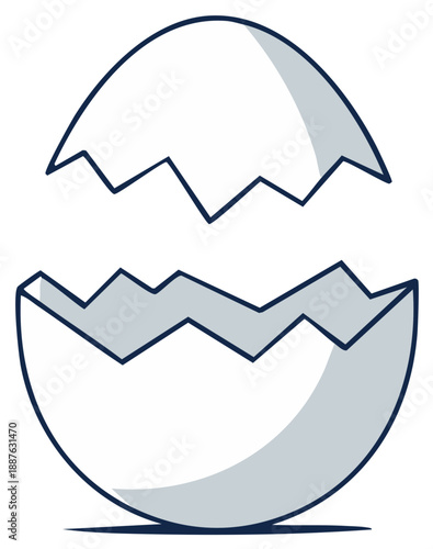 Broken eggshell illustration, Easter concept