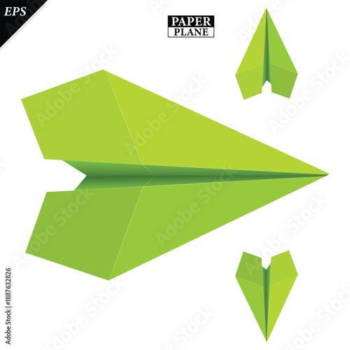 set of paper plane origami isolated on white background, Vector Realistic Paper Airplanes Icon Set Closeup, Handmade origami plane, Origami paper airplane illustration flight travel symbol design icon