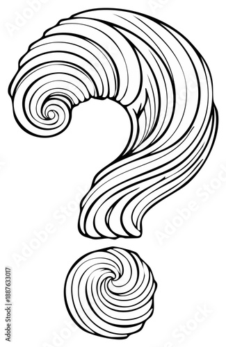 Stylized Question Mark Symbol with Swirling Lines Creating a Unique and Artistic Design