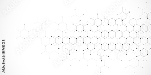 Genetic engineering and molecular structure, hexagon DNA network, science chemical and biotechnology concept, innovation technology, healthcare, and medicine design