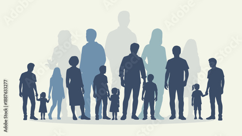 Diverse Group of People Silhouettes Standing Together.