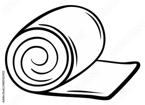 Rolled Towel Simple Graphic Illustration Clean Cloth Roll for Bath or Beach in Black and White
