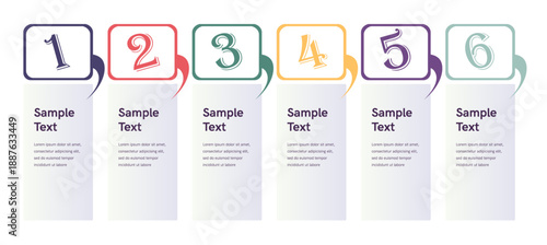 Colourful infographics design vector layout business concept 1 2 3 4 5 6 option step process