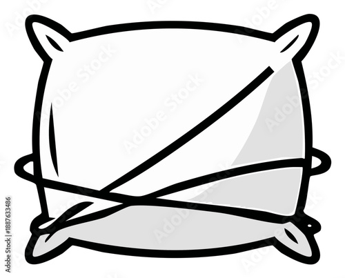 Cartoon pillow tied with string illustration simple flat design