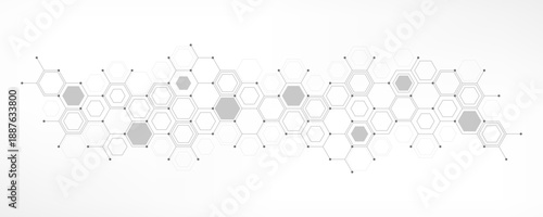 Graphic design element with abstract geometric background of simple hexagon pattern