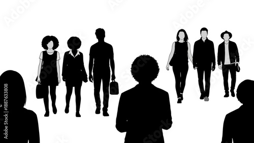 Diverse Group of Silhouetted People Standing Together.