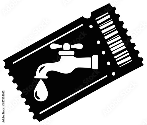 Water Tap Ticket Icon Dripping Water Symbol