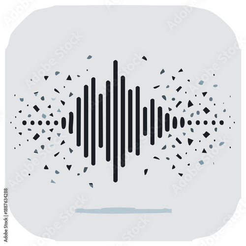 Abstract sound wave visualization with scattering particles and subtle shadow effect