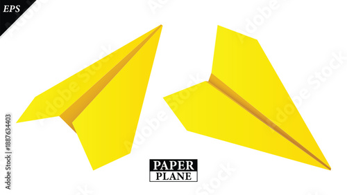 set of paper plane origami isolated on white background, Vector Realistic Paper Airplanes Icon Set Closeup, Handmade origami plane, Origami paper airplane illustration flight travel symbol design icon