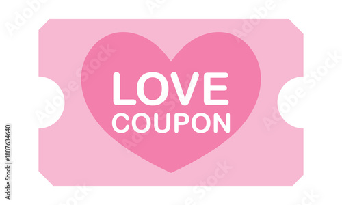 Love Coupon Heart Valentine Discount Ticket. Cute illustrated love coupon with red heart and playful typography, ideal for Valentine’s Day promotions, romantic gifts, and special discount offers.

