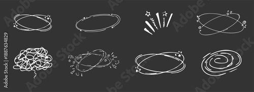 Expressions movement simple doodle hand drawn set. Comic manga effect motion. Expression shapes, anime for character emotion.