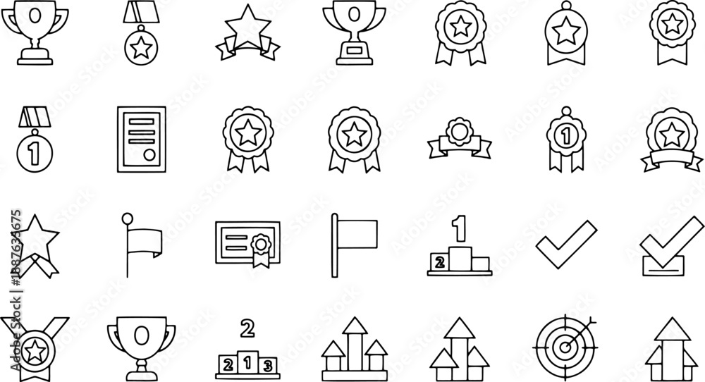 Fototapeta premium Business Achievement Milestones and Recognition Line Icon