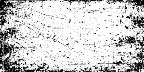 Abstract grunge black background featuring a dark ink splatter texture with a paint brush spray pattern and a dirty vector border design on an artistic paper banner