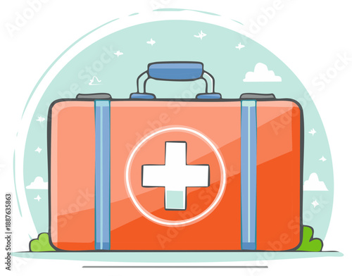 First Aid Kit Illustration Medical Emergency Supplies Health Care Aid
