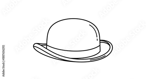 Classic bowler hat or derby hat illustrated with clean black outlines and a simple band on a plain white background.