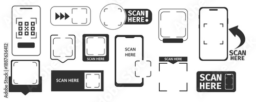 QR code frame template. QR code with inscription scan me with smartphone. Scan me icon. Scan qr code icon for payment, mobile app