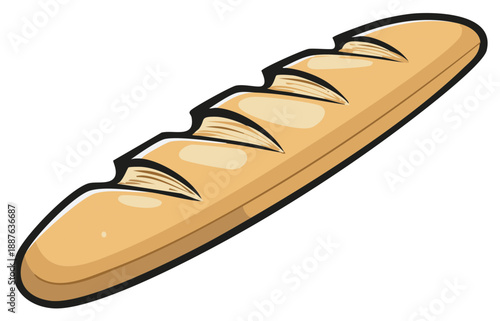 Freshly Baked Long French Bread Loaf With Toasted Golden Crust