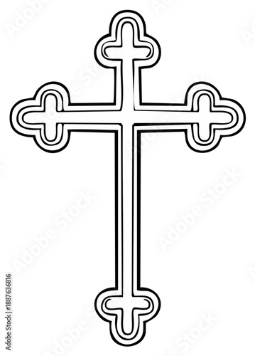 Bold Outline Christian Cross Symbol Detailed Illustration Religion and Spirituality Concept