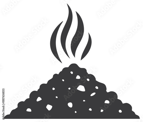 Burning pile illustration, fire coming out of the material, ashes, debris and waste