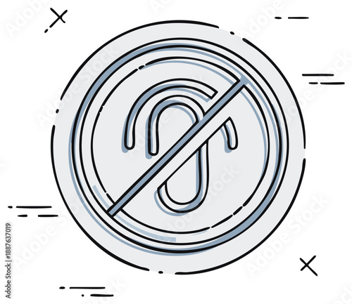 Symbol of No Recording, prohibition sign, Audio and Microphone not allowed, mute concept icon