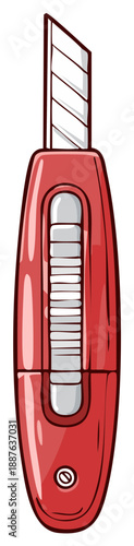 Red utility knife with a retractable blade vector illustration