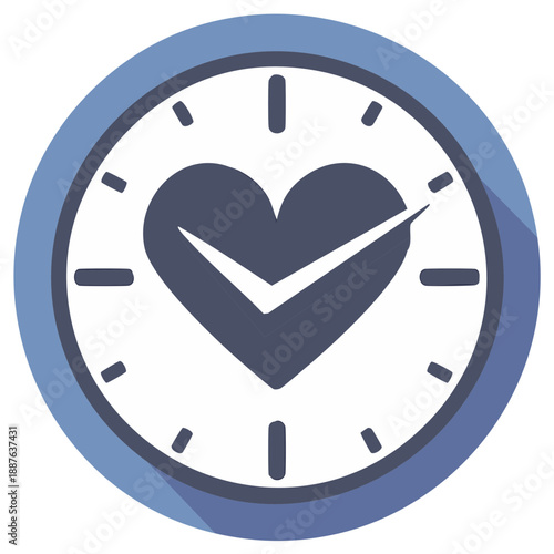 Time for Healthy Habits Symbol Featuring a Heart Integrated into a Clock Icon