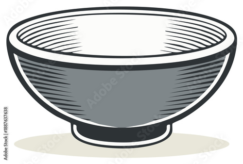 Gray Decorative Bowl Illustration Serving Dish Empty Container Kitchenware Design