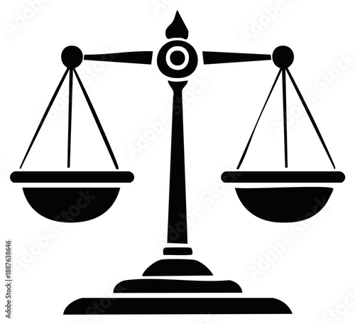 Ornate Scale of Justice Silhouette Symbolizing Law, Equilibrium, and Fairness - Precision and Balance