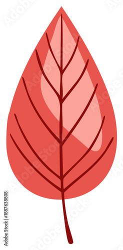 Vibrant red stylized autumn leaf illustration capturing fall season beauty and nature