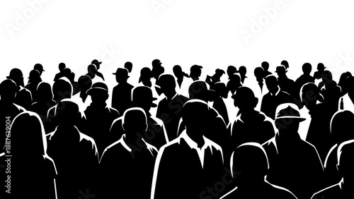 Crowd Silhouette Many People Gathering Together.