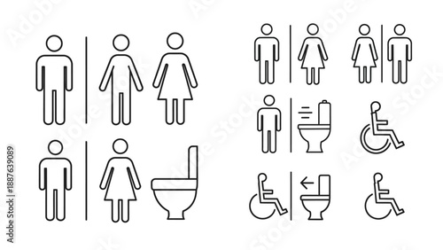 Restroom Sign Icons Collection.