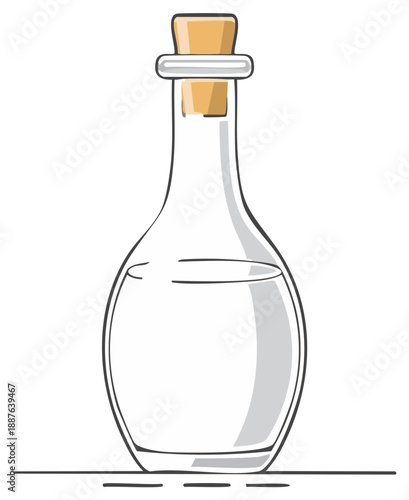Elegant glass bottle with cork stopper vector illustration