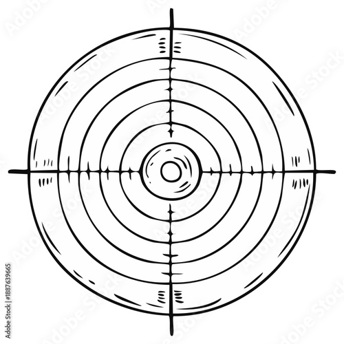 Hand drawn target with crosshairs doodle illustration
