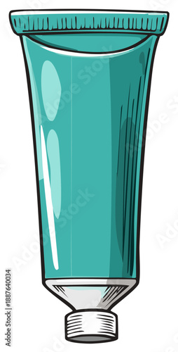 Turquoise Tube Cosmetic Container Cartoonish Icon Graphic Presentation