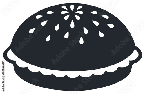 Simple vector silhouette of a classic homemade baked pie with decorative crust