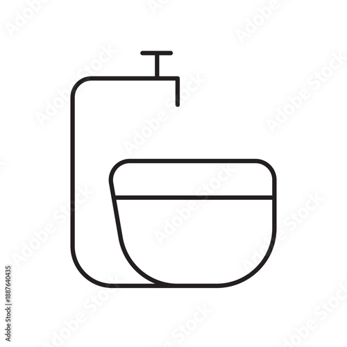 Wash Basin Line Icon Faucet Editable Stroke Vector EPS Illustration