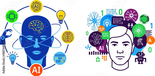 Conceptual visual representation illustrating the complex processes and interconnected components involved in artificial intelligence and machine learning systems development.