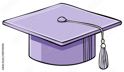 Lavender Graduation Cap with Tassel Academic Achievement Illustration
