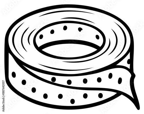 Roll of medical tape with perforation, illustration in monochrome