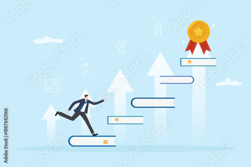 Self improvement and self love concept with personal growth and learning journey illustration.