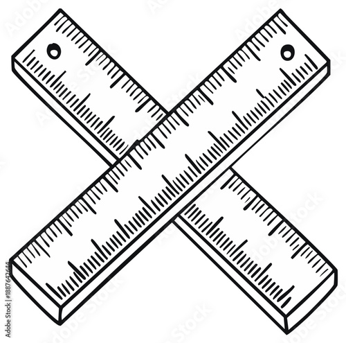 Crossed rulers illustration showing tools for measuring and calculation