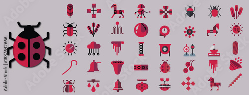 Happy Baba Marta Day Bulgarian Spring Tradition Illustration Icon Set