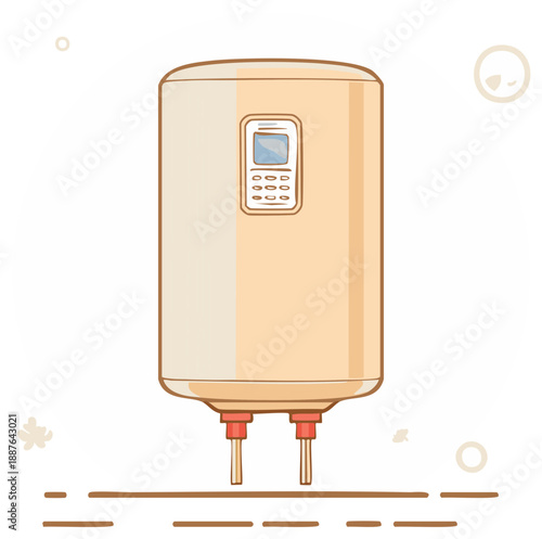 Water Heater Illustration with Display Panel for Home Appliance Needs