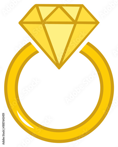 Golden diamond ring illustration for proposals and marriage celebrations