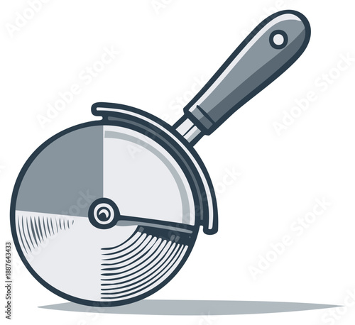 Pizza Wheel Cutter Kitchen Tool with Rolling Circular Blade for Slicing Pie, Gray Scale