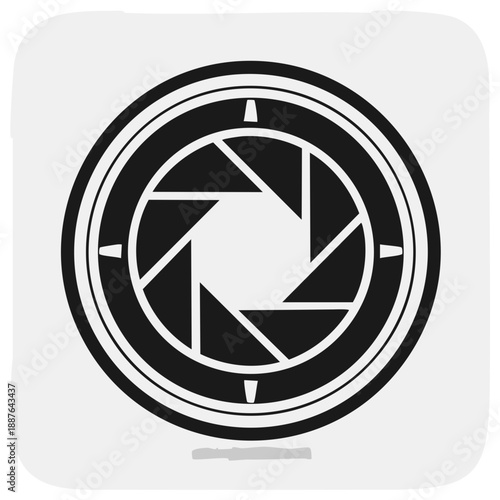 Camera Lens Aperture Symbol, Shutter Icon, Lens Diaphragm, Photography equipment, Vector Illustration